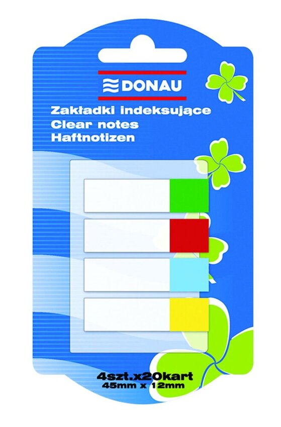 Zakładki Indeksujące 4x20 45x12mm 4 Kolory /Donau