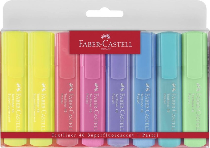 Zakreślacz 1546 Pastelowy 8 Kol. w Etui Plastikowym Faber-Castell