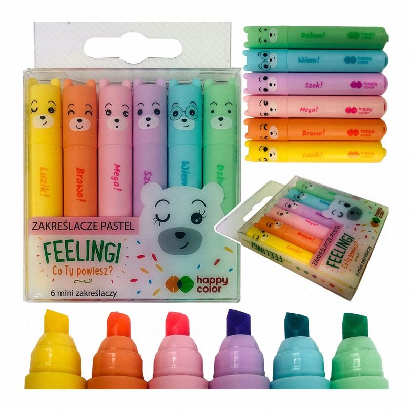 Zakreślacze Mini Pastelowe Feeling 6 Kol w Etui  / Happy Color