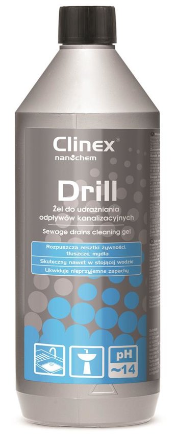 Żel Clinex Drill 1L 77-005 Do Udrażniania Odpływów Kanalizacyjnych