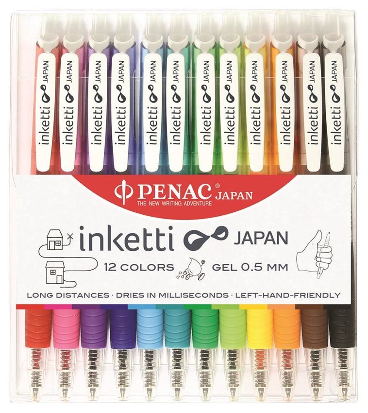 Zestaw Długopisów Automatycznych W Etui Penac Inketti 05mm 12Szt. Mix Kolorów