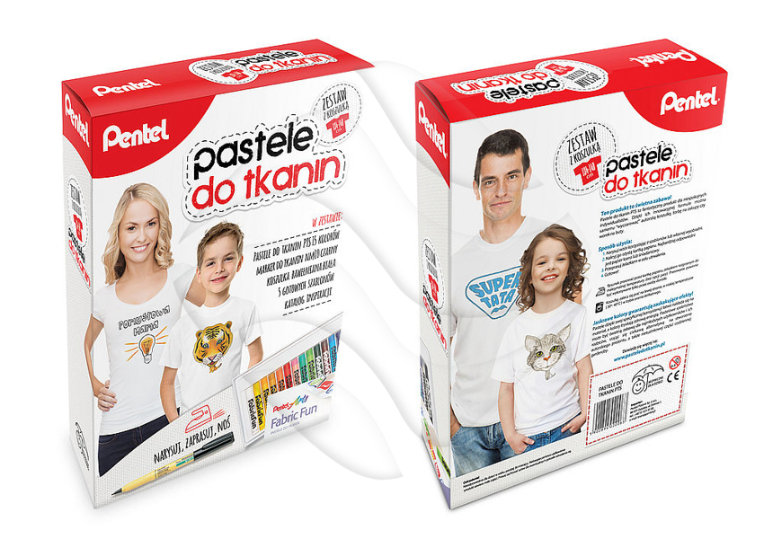 Zestaw Pastele Do Tkanin PTS15 + BN15 +Koszulka + Szablony /Pentel